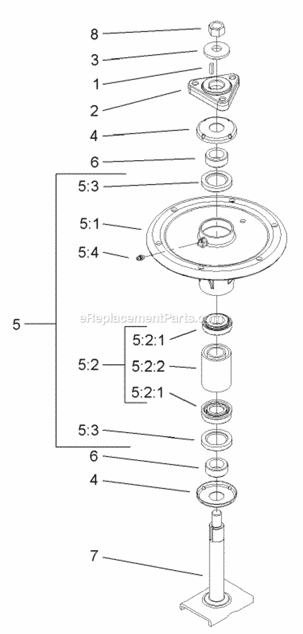 Spindle Assembly No. 106-3217 Diagram and Parts List for 74250 240000001-240999999 Toro Lawn Mower