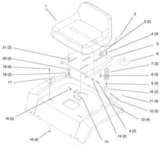 Seat Diagram and Parts List for 72110 7900001 - 7999999 Toro Lawn Tractor