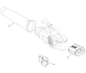 Cordless 60v Max Axial Blower Assembly Diagram and Parts List for 51821 323000001 - 999999999 Toro Leaf Blower / Vacuum