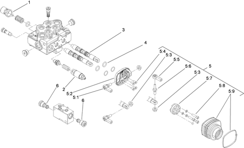 Control Valve Assembly No. 119-4585 Diagram and Parts List for 23214 404320000 - 405799999 Toro Stump Grinder