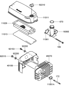 Air Filter And Muffler Assembly Diagram and Parts List for 22200TE (310000001-310999999)(2010) Toro Lawn Mower