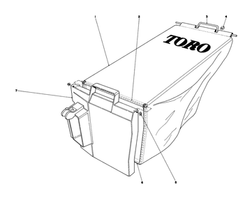 Grass Bag Assembly Diagram and Parts List for 20758 0000001 - 0999999 Toro Lawn Mower
