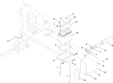 Battery Mount Assembly Diagram and Parts List for 22337CP 410400000 - 999999999 Toro Lawn Tractor Accessories