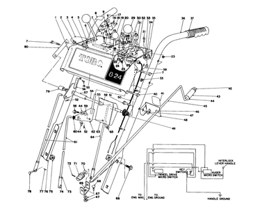 Handle Assembly Diagram and Parts List for 38085 0000001 - 0999999 Toro Snow Blower