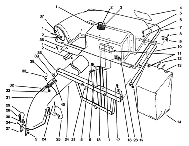 Grass Catcher Assembly Diagram and Parts List for 79085 69000001 - 69999999 Toro Lawn Tractor Accessories