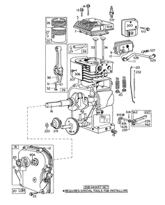 Engine Model No. 100292 Type 0245-07 Briggs & Stratton Diagram and Parts List for 58114 4000001 - 4999999 Toro Tiller