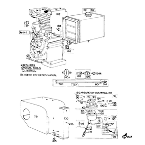 Engine Briggs & Stratton Model No. 190402 Type 0989-01 Diagram and Parts List for 38155 3000001 - 3999999 Toro Snow Blower