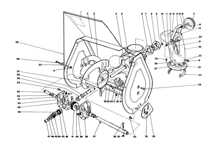 Auger Assembly Diagram and Parts List for 38056 7000001 - 7999999 Toro Snow Blower