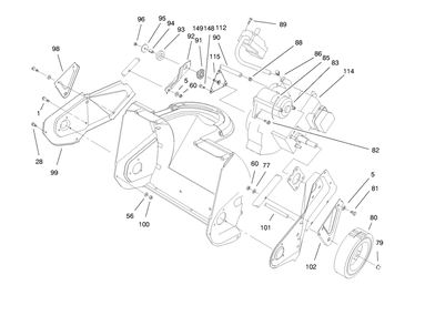 Engine & Wheel Assembly Diagram and Parts List for 38175 8900001 - 8999999 Toro Snow Blower