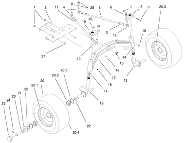 Tie Rods, Spindle & Front Axle Assembly Diagram and Parts List for 73560 8900001 - 8999999 Toro Lawn Tractor