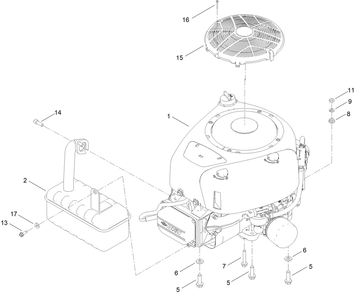 Engine And Muffler Assembly Diagram and Parts List for 74683 412270000 - 999999999 Toro Lawn Tractor