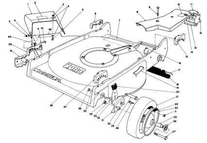 Housing Assembly Diagram and Parts List for 22700 2000001 - 2999999 Toro Lawn Mower