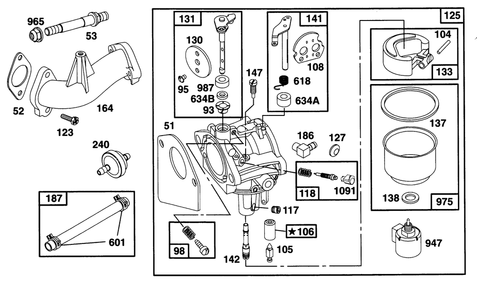 Engine Briggs & Stratton Model 28q777-0668-A1 Diagram and Parts List for 71196 6900001 - 6999999 Toro Lawn Tractor