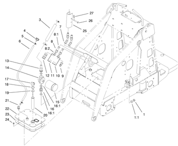 Hydraulic Tank Assembly Diagram and Parts List for 22305 990001 - 991007 Toro Lawn Tractor Accessories