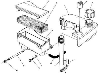 Air Cleaner & Fuel Tank Assembly (Engine No. Vmj8) Diagram and Parts List for 26622C 9000001 - 9999999 Toro Lawn Mower