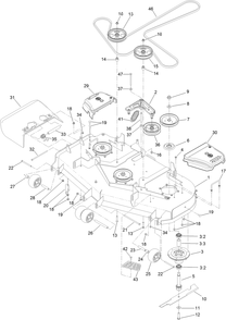 Deck Assembly Diagram and Parts List for 74471 402320000-404314999 Toro Lawn Tractor