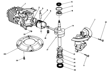 Crankshaft Assembly Diagram and Parts List for 20581 3000001 - 3999999 Toro Lawn Mower