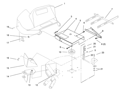 48" Deck Components Diagram and Parts List for 79301 7900476 - 7999999 Toro Lawn Tractor Accessories