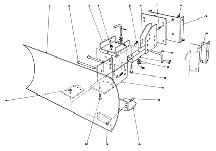 Grader Blade Assembly Model 59099 Diagram and Parts List for 38250 1000001 - 1999999 Toro Snow Blower