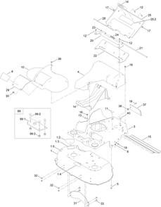 Deck Assembly Diagram and Parts List for 22215 410094837-411701163 Toro Lawn Mower