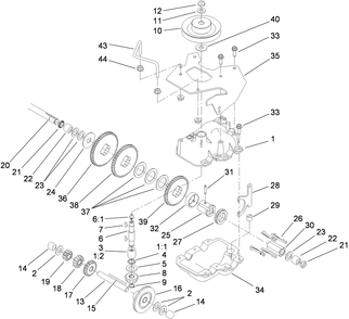 Gear Case Assembly Diagram and Parts List for 22200TE (290000001-290000500)(2009) Toro Lawn Mower