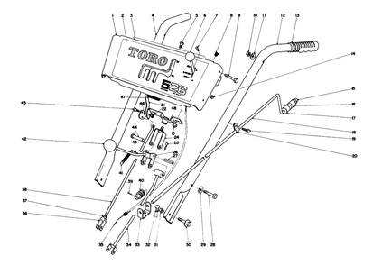 Handle Assembly Diagram and Parts List for 31660 2000001 - 2999999 Toro Snow Blower