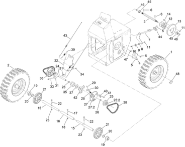 Traction Drive Assembly Diagram and Parts List for 38701 411700000 - 999999999 Toro Power Broom
