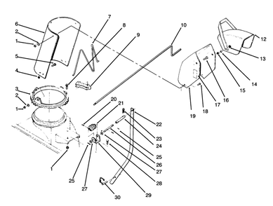 Chute Assembly Diagram and Parts List for 79361 5900001 - 5999999 Toro Lawn Tractor