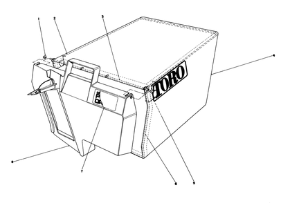 Grass Bag Assembly No. 11-0189 Diagram and Parts List for 20624C 8000001 - 8999999 Toro Lawn Mower