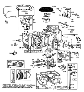 Engine Briggs & Stratton Model 253707-0157-01 Diagram and Parts List for 57357 4000001 - 4999999 Toro Lawn Tractor