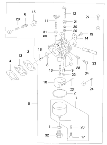 Carburetor Diagram and Parts List for 22172 9900001 - 9999999 Toro Lawn Mower