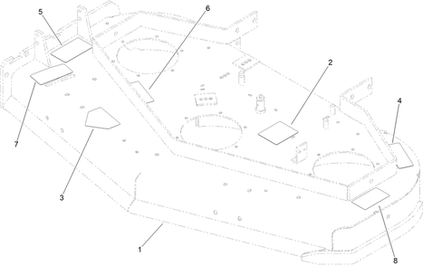 Deck Decal Assembly Diagram and Parts List for 39638 405700000-410299999 Toro Lawn Mower