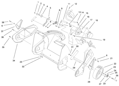 Engine & Wheeel Assembly (Cont.) Diagram and Parts List for 38175 9900001 - 9999999 Toro Snow Blower