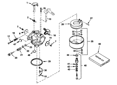 Carburetor No. 632107a Diagram and Parts List for 38054 3900001 - 3999999 Toro Snow Blower