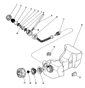 Fuel Tank Assembly Diagram and Parts List for 51642 6000001 - 6999999 Toro Trimmer