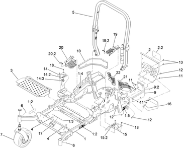 Front Frame And Caster Wheel Assembly Diagram and Parts List for 74945CP (290000001-290999999)(2009) Toro Lawn Mower