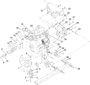 Engine Mount Assembly Diagram and Parts List for 74268TE (240000001-240999999)(2004) Toro Lawn Mower