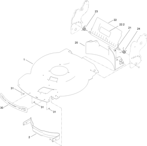 Housing Assembly Diagram and Parts List for 21445 400000000 - 411871744 Toro Lawn Mower
