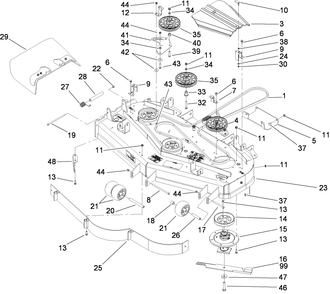 Deck Assembly Diagram and Parts List for 74449 (280000001-280999999)(2008) Toro Lawn Mower