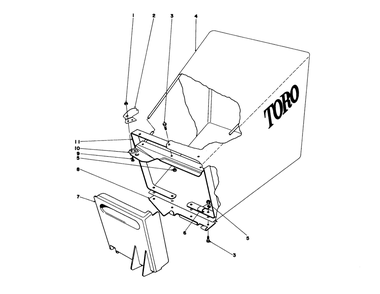 Grass Bag Assembly Diagram and Parts List for 20451 6000001 - 6999999 Toro Lawn Mower