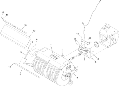 Broom And Deflector Assembly Diagram and Parts List for 38701 411700000 - 999999999 Toro Power Broom