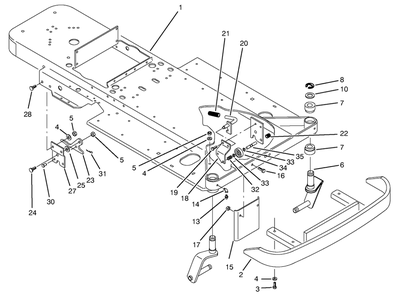 Frame & Front Wheel Fork Assembly Diagram and Parts List for 74021 490001 - 499999 Toro Lawn Tractor