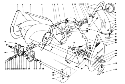 Auger Assembly Diagram and Parts List for 38160 4000001 - 4999999 Toro Snow Blower