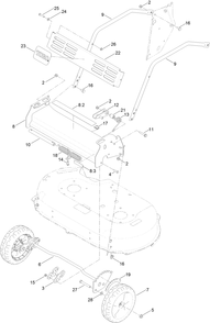 Front Bumper And Wheel Assembly Diagram and Parts List for 22210 400000000-402099999 Toro Lawn Mower