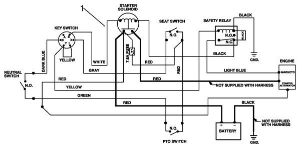 Electrical Schematic Diagram and Parts List for 70060 59000001 - 59999999 Toro Lawn Tractor