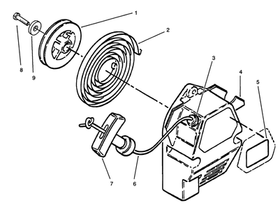 Recoil Assembly Diagram and Parts List for 51675 39000001 - 39999999 Toro Trimmer
