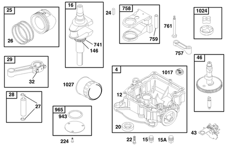Engine Briggs & Stratton Model 28q777-0690-E1 Diagram and Parts List for 71221 9900001 - 9999999 Toro Lawn Tractor