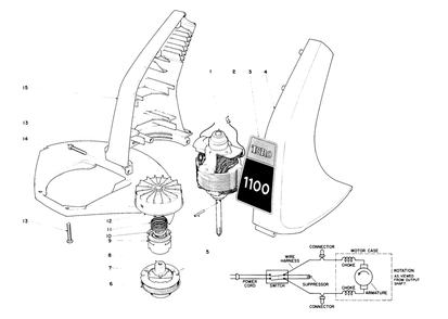 Motor And Housing Assembly Diagram and Parts List for 51319 1000001 - 1999999 Toro Trimmer