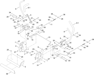 Motion Control Assembly Diagram and Parts List for 75750 409479951 - 410219308 Toro Lawn Tractor