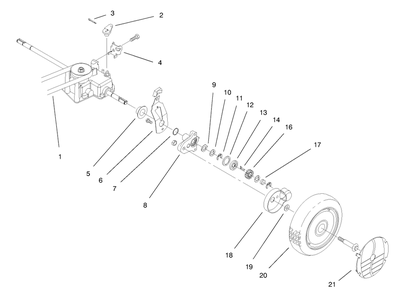Rear Axle Assembly Diagram and Parts List for 20466 6900001 - 6999999 Toro Lawn Mower